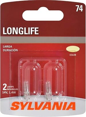 SYLVANIA 74 Long Life Miniature Bulb, 2-Pack