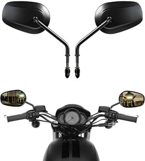 VPZMT 8mm Teardrop Mirrors For Harley Motorcycles (Black)