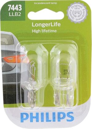 PHILIPS Automotive 7443 LongerLife Miniature Bulb, 2 Pack