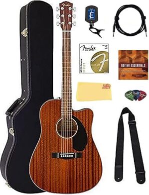 Fender CD-60SCE Solid Top Acoustic-Electric Guitar Bundle