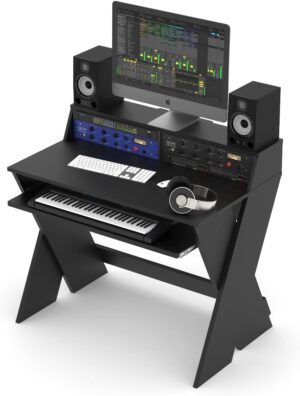 Glorious Compact Studio Desk With Keyboard Compartment