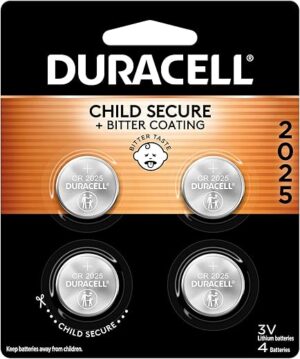 DURACELL CR2025 3V Lithium Battery, 4 Count