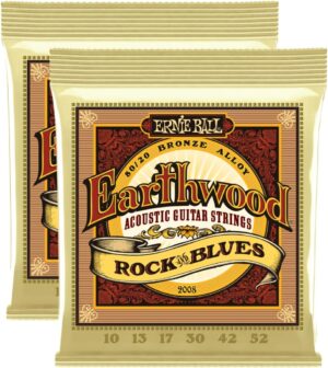 Ernie Ball Earthwood Rock & Blues Acoustic Guitar Strings 10-52 (2 Packs)
