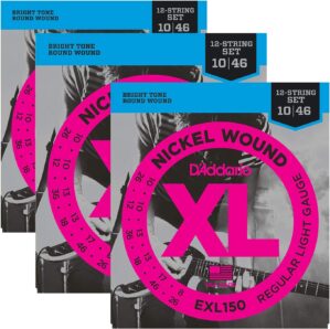D'Addario Electric Guitar Strings, 12 String, EXL150