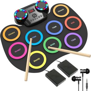 ROCKSOCKI Electronic Drum Set 9Pads With LED Lights