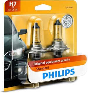 PHILIPS H7 Standard Halogen Headlight Bulb, 2 Pack