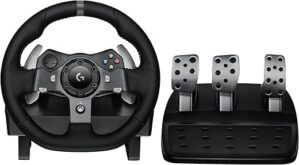 Logitech G Logitech G920 Driving Force Racing Wheel And Floor Pedals, Real Force Feedback, Stainless Steel Paddle Shifters, Leather Steering Wheel Cover For Xbox Series X|S, Xbox One, PC