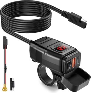 EXTRACTME Motorcycle Phone Charger, Dual USB & Voltmeter
