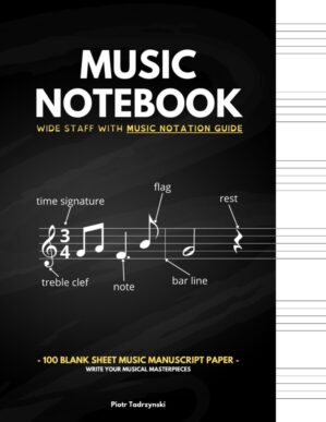 Music Notebook Wide Staff: 100 Blank Sheets