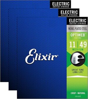 Elixir Optiweb Electric Guitar Strings 11-49 Bundle