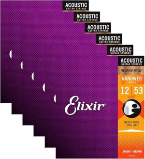 Elixir Phosphor Bronze Nanoweb 16052 Guitar Strings 6-Pack