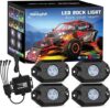 Nilight RGB LED Rock Lights Kit, 4 Pods Underglow