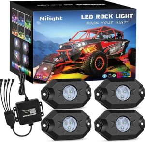 Nilight RGB LED Rock Lights Kit, 4 Pods Underglow