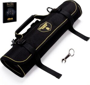 Teutonic Tools Roll Up Tool Bag, 25 Pockets Organizer