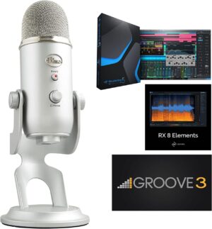Blue Silver Multi-Pattern USB Microphone Bundle