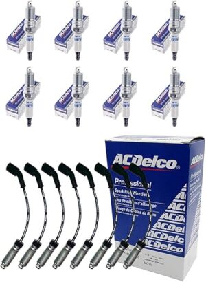 AD Auto Parts Spark Plug Wires 9748HH + Platinum Spark Plugs 41-962 + Heat Shields