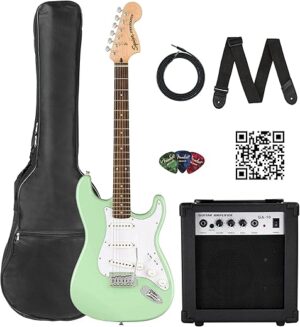 Fender Stratocaster Electric Guitar Bundle - Surf Green