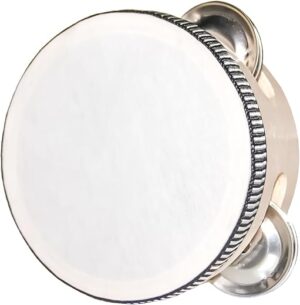 YAYUZEST Tambourine With Wooden Frame, 4 Inch