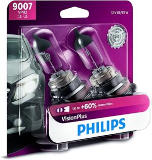 PHILIPS VisionPlus 9007 Headlight Bulb, 2 Pack