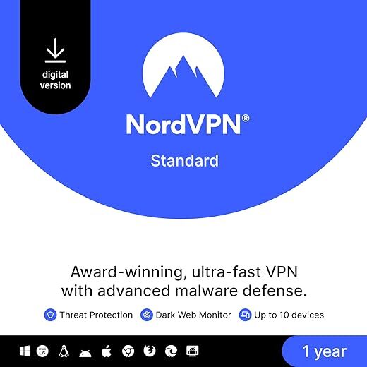 NordVPN 1-Year VPN & Cybersecurity for 10 Devices