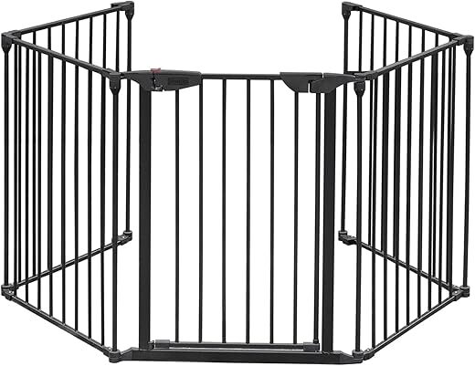 Bonnlo 120.5-Inch Metal Fireplace Fence Guard