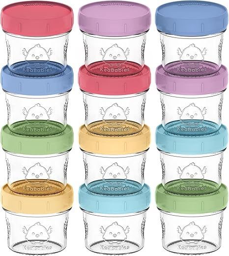 KeaBabies 12pk 4oz Glass Baby Food Containers