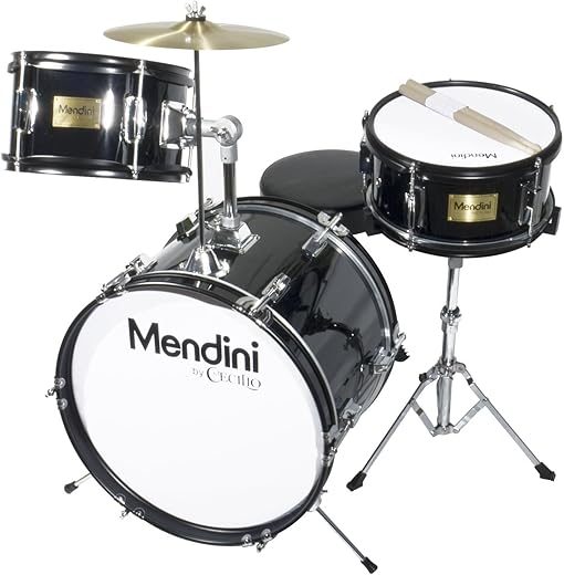 Mendini by Cecilio 3-Piece Kids Drum Set, Black