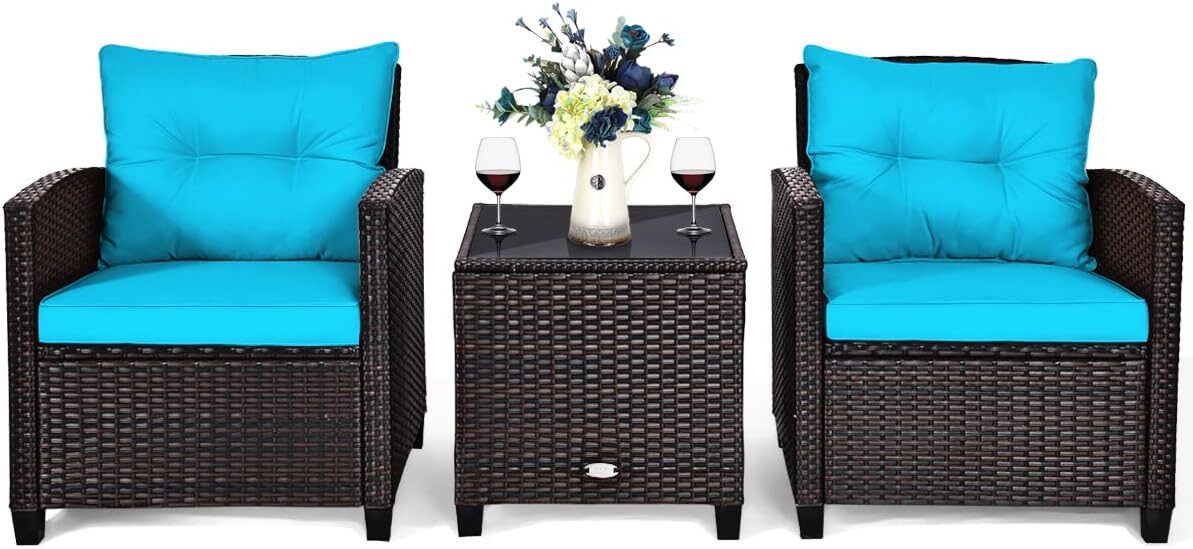 Generic 3-Piece Turquoise Patio Furniture Set
