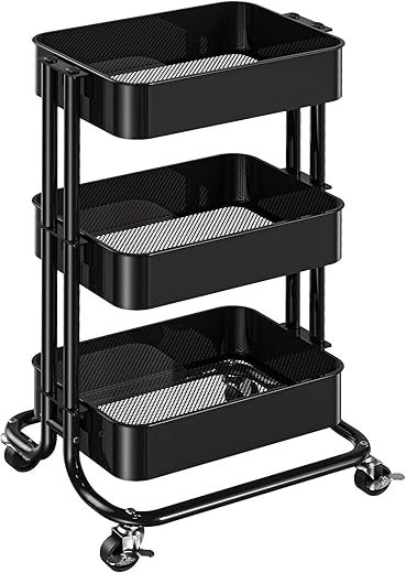 Pipishell 3 Tier Rolling Cart Organizer