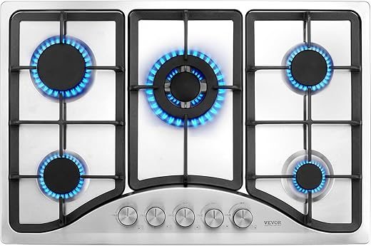 VEVOR 30-Inch Gas Cooktop, 5 Burners Built-In