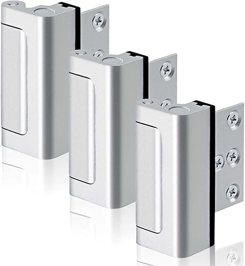 GreaTalent 3PACK Home Security Door Reinforcement Lock, Silver