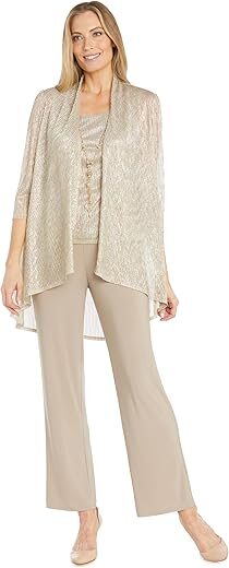 R&M Richards Formal Duster Pant Set And Hologram Sequins