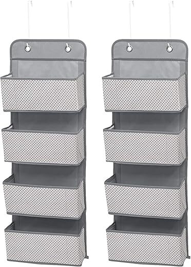 Delta Children 4 Pocket Over Door Hanging Organizer, 2-Pack, Cool Grey