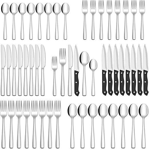 HIWARE 48-Piece Stainless Steel Silverware Set