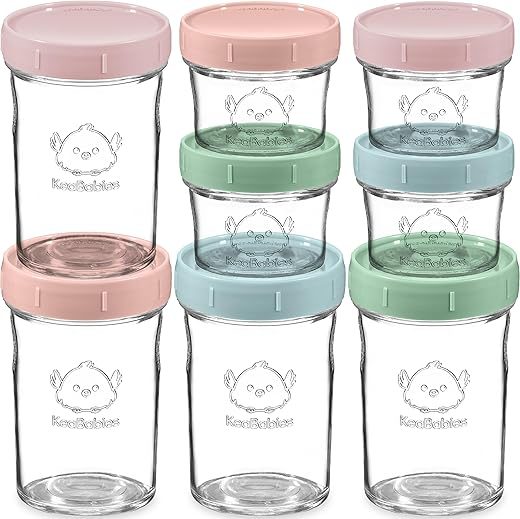 KeaBabies 4pk 8oz & 4pk 4oz Glass Baby Food Containers