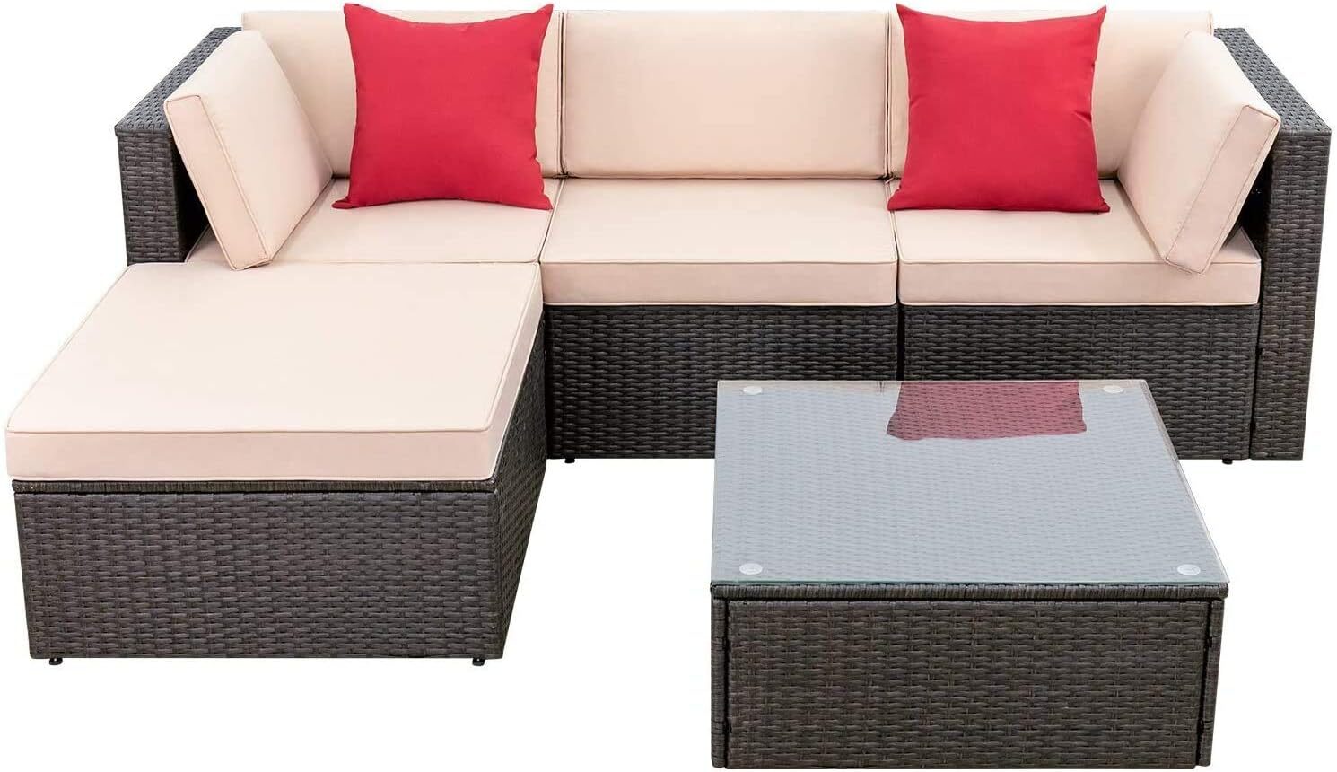 Devoko 5-Piece All-Weather Wicker Patio Set