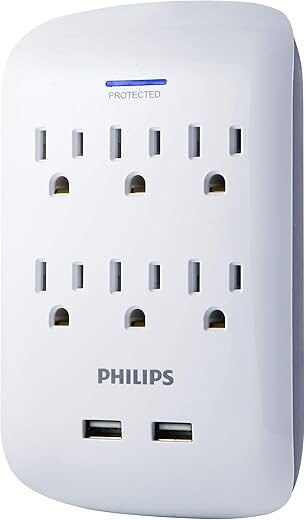 PHILIPS 6-Outlet Extender Surge Protector SPP6263WB/37