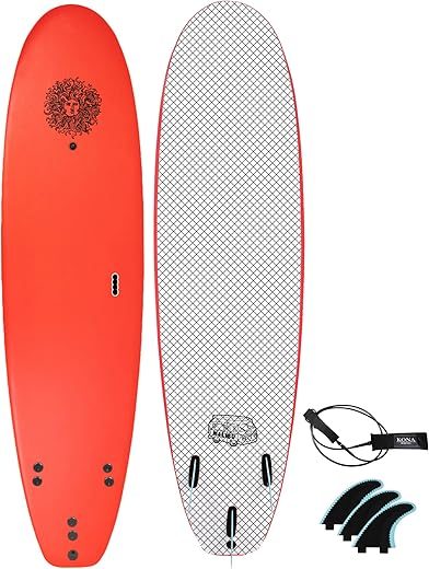KONA SURF CO. 7ft Red Foam Surfboard with Fins
