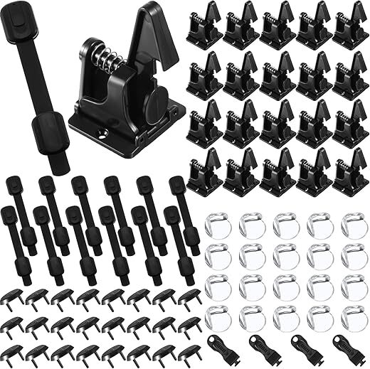 Qunclay 88 Pieces Baby Proofing Kit: 20 Cabinet Locks, 20 Safety Latches