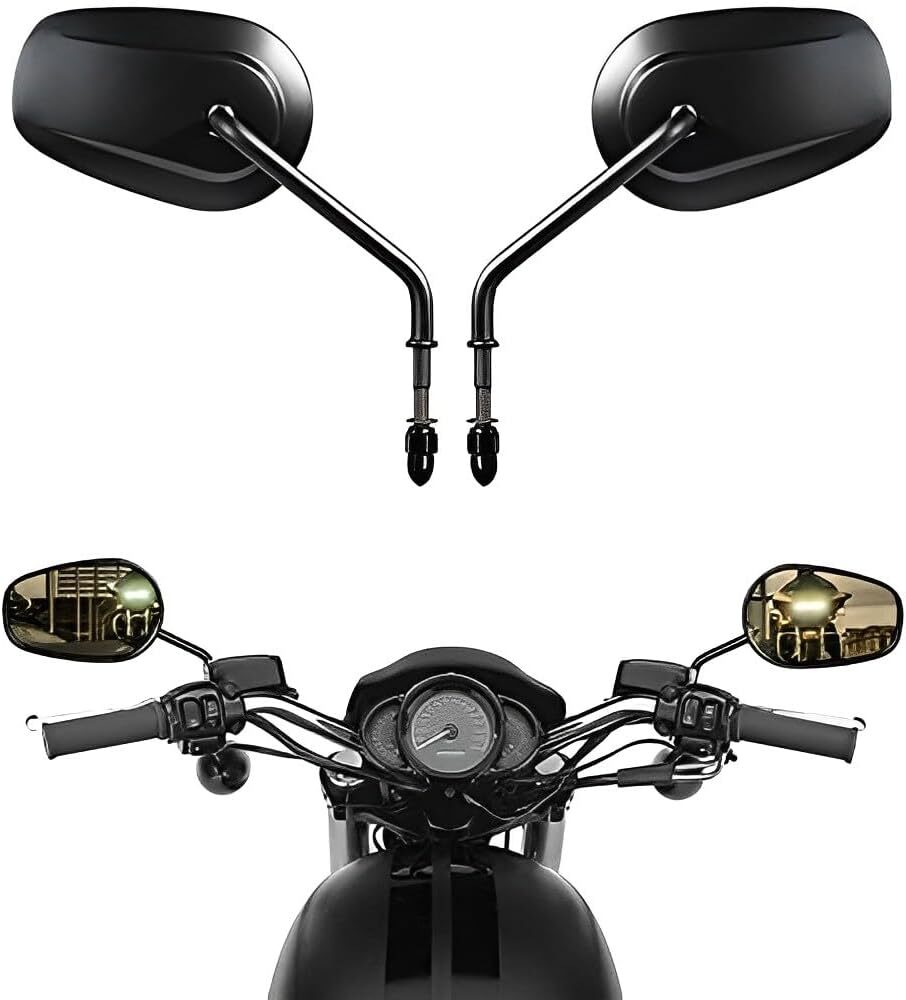 VPZMT 8mm Teardrop Mirrors For Harley Motorcycles (Black)