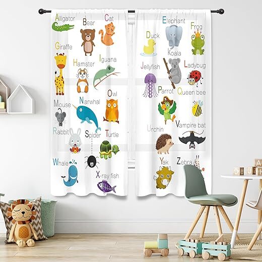 Cinbloo ABC Alphabet Kids Curtains 41W x 62L