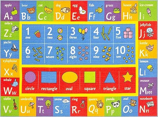 KC Cubs ABC Alphabet, Numbers & Shapes Educational Rug