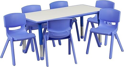 Flash Furniture Adjustable Classroom Table With 6 Chairs