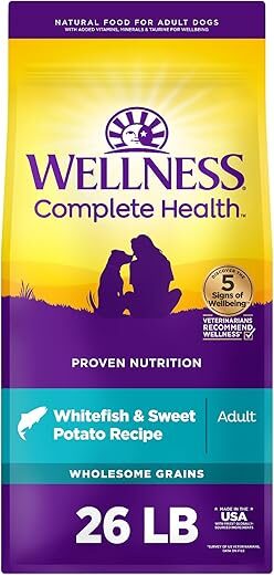 Wellness Adult Dry Dog Food, Whitefish & Sweet Potato Recipe, 26 Pound Bag