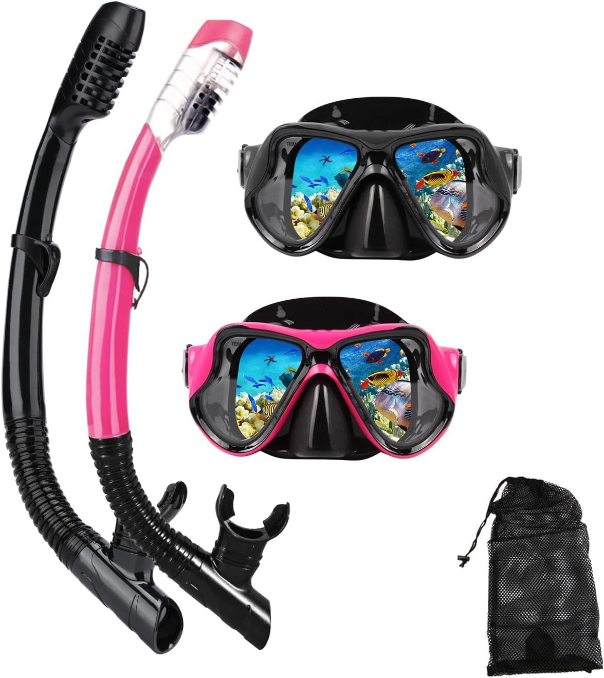DIPUKI Adult Snorkel Mask Set with Dry Snorkel