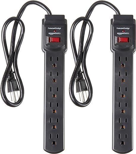 Amazon Basics 6-Outlet Surge Protector, 2-Pack