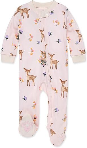 Burt’s Bees Baby Baby Girls Sleep And Play Pajamas, 100% Organic Cotton, Sizes NB to 6-9 Months