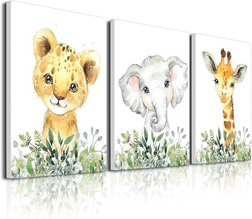 BZSPNJM Baby Safari Nursery Wall Decor – Set of 3