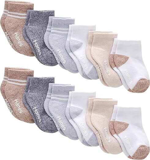 Hanes Baby Toddler Non-Slip Ankle Socks Multipacks