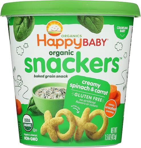 Happy Baby Baked Creamy Spinach & Carrot Snacker, 1.5 OZ